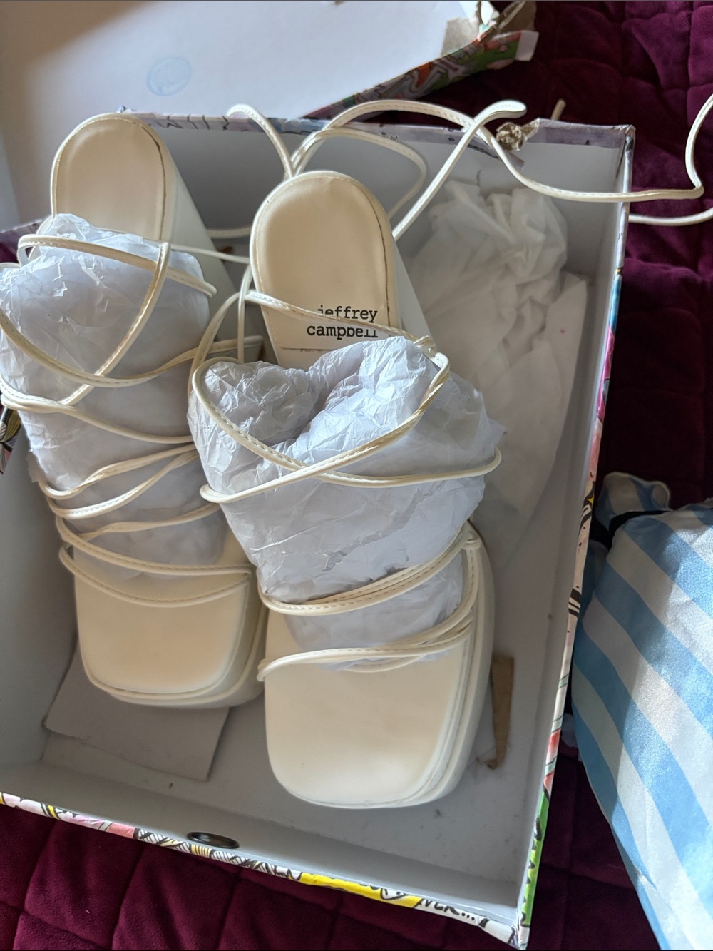 Jeffrey Campbell White Strappy Platform Block Heels - Picture 5 of 8